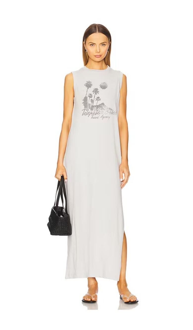 Spiritual Gangster Sz S Hazy Gray Telepathic Beach Travel Mulholland Maxi Dress